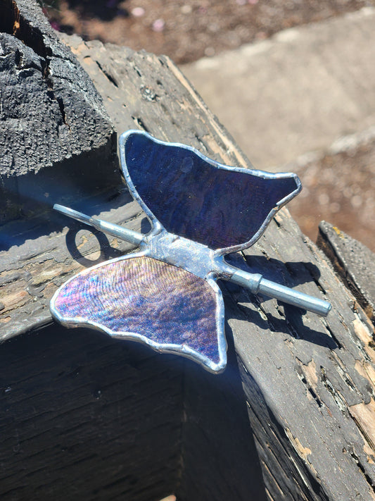 Purple Oil Slick Stained Glass Flying Key