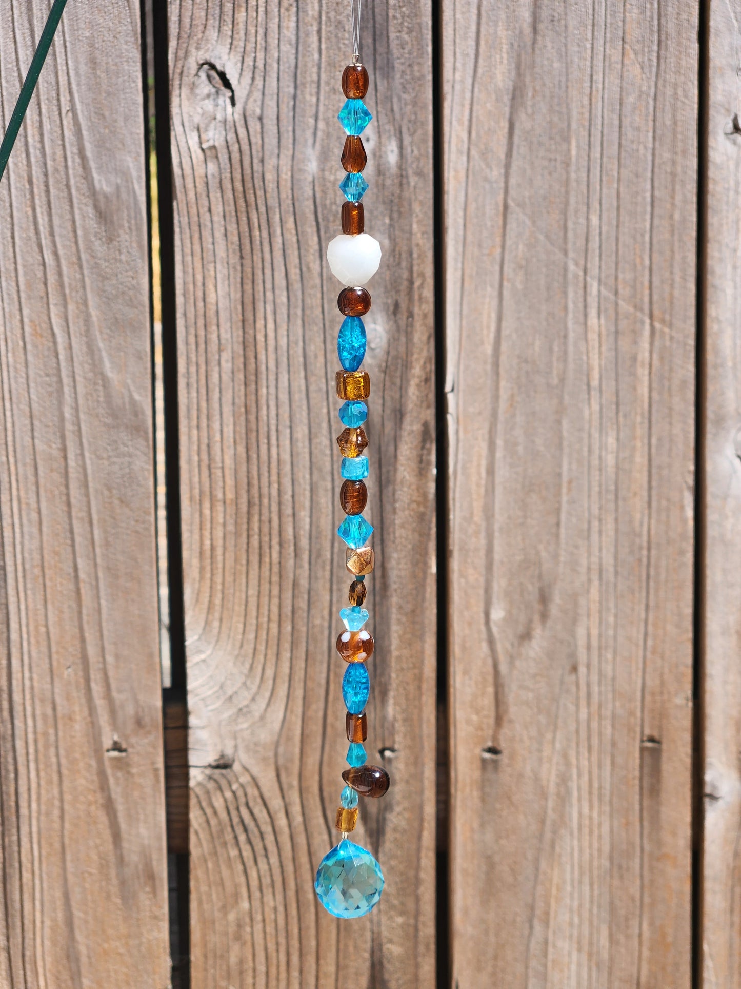 Light Blue and Brown Glass Suncatcher