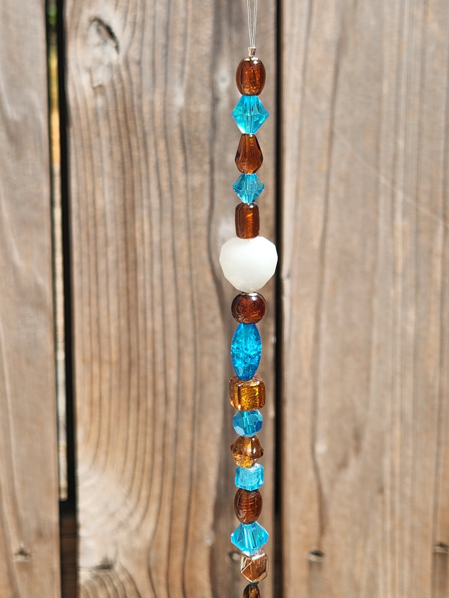 Light Blue and Brown Glass Suncatcher