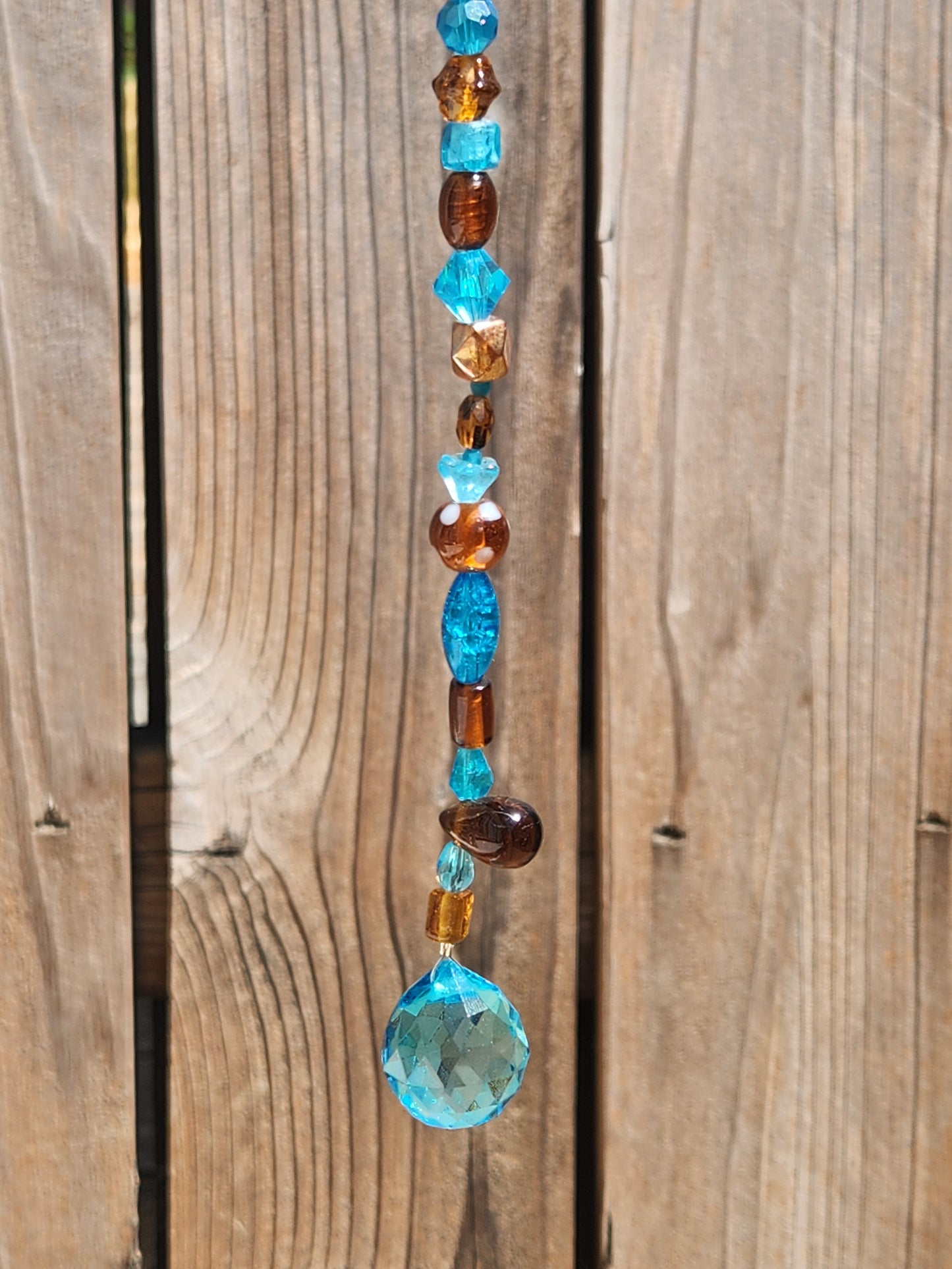 Light Blue and Brown Glass Suncatcher