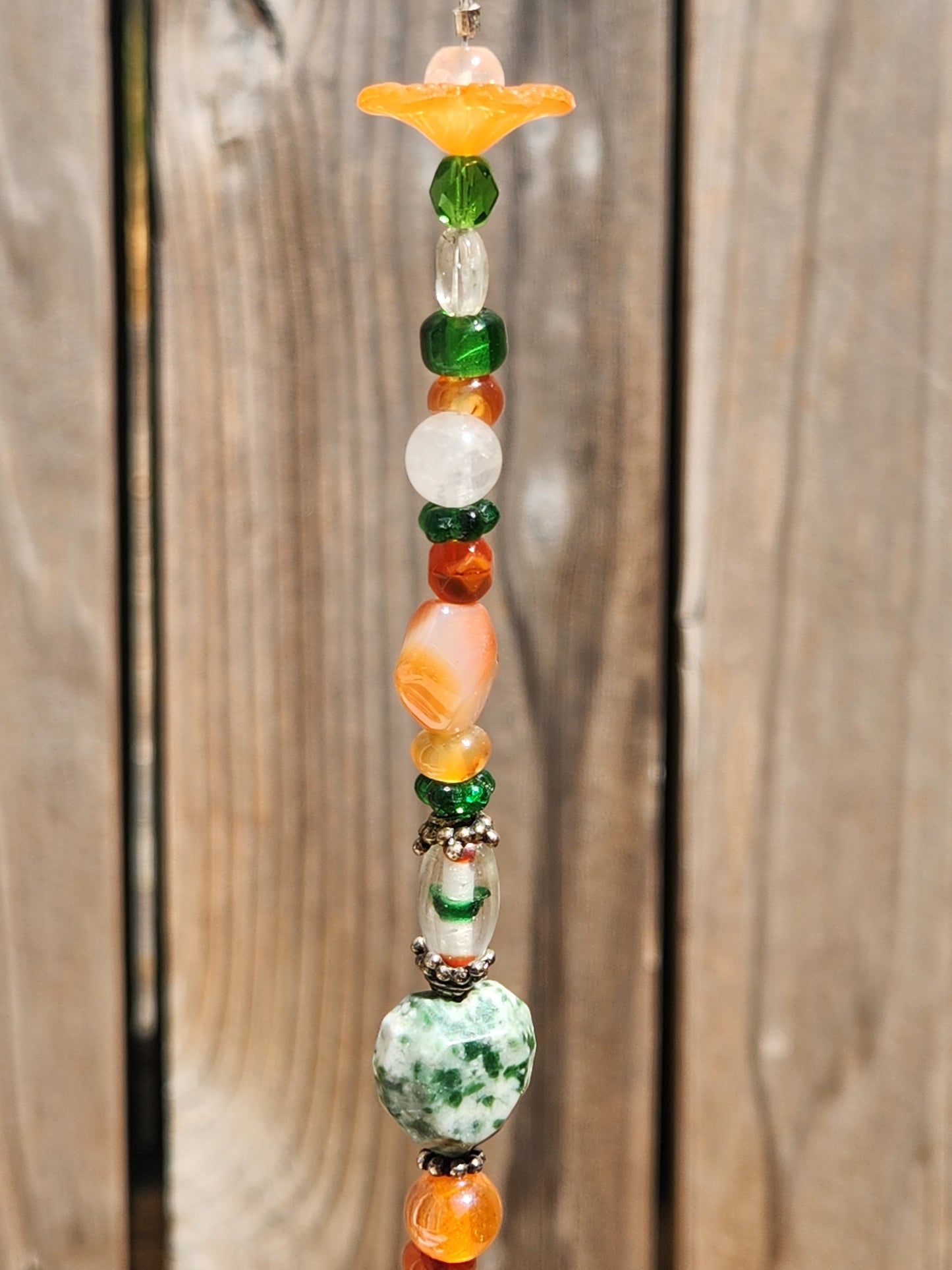 Green Fish & Orange Floral Suncatcher