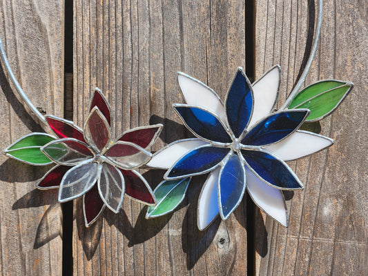 Red, White & Blue Floral Stained Glass Wreath