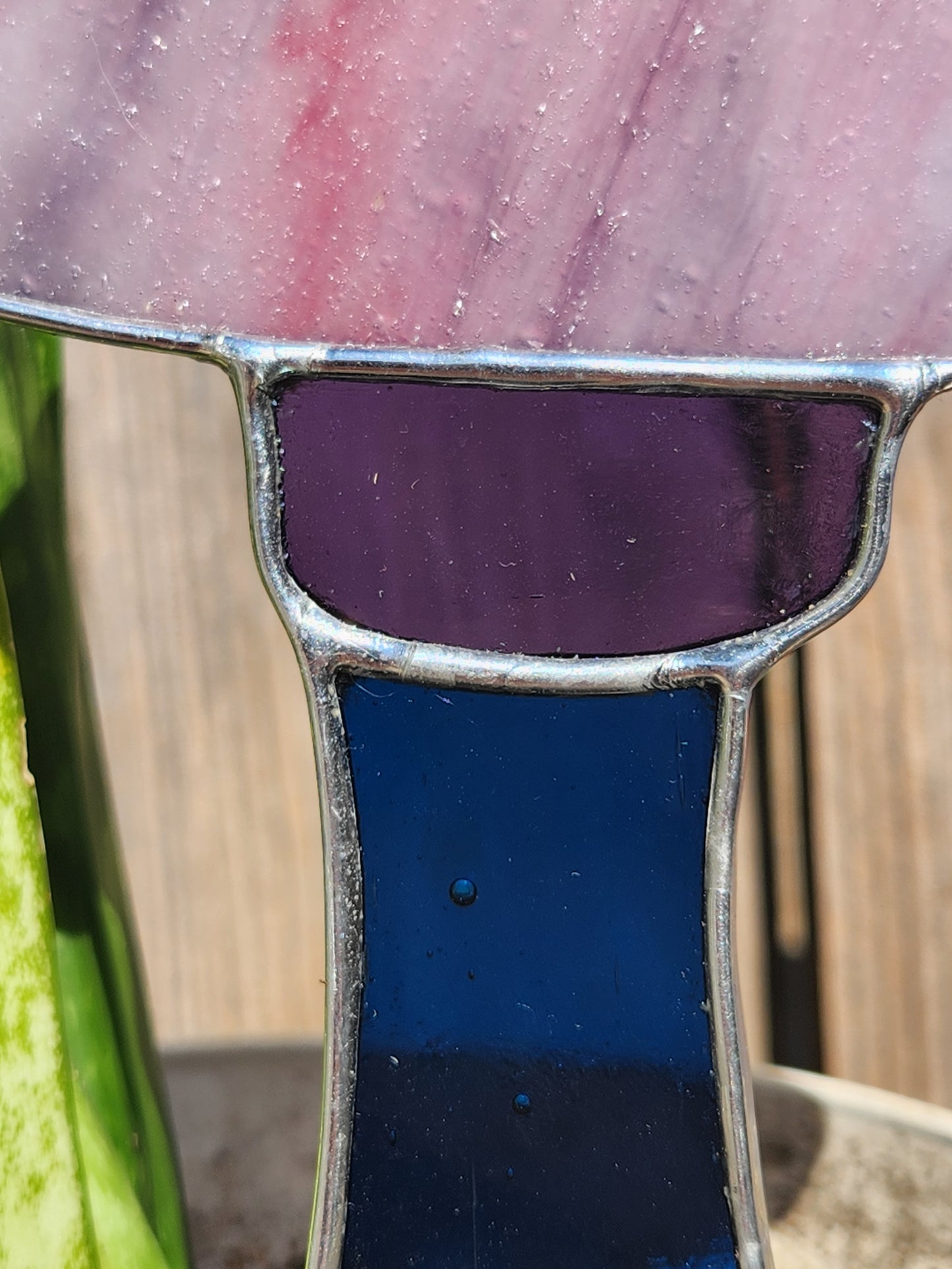 Purple Rolled Textured Mushroom with Blue Stem