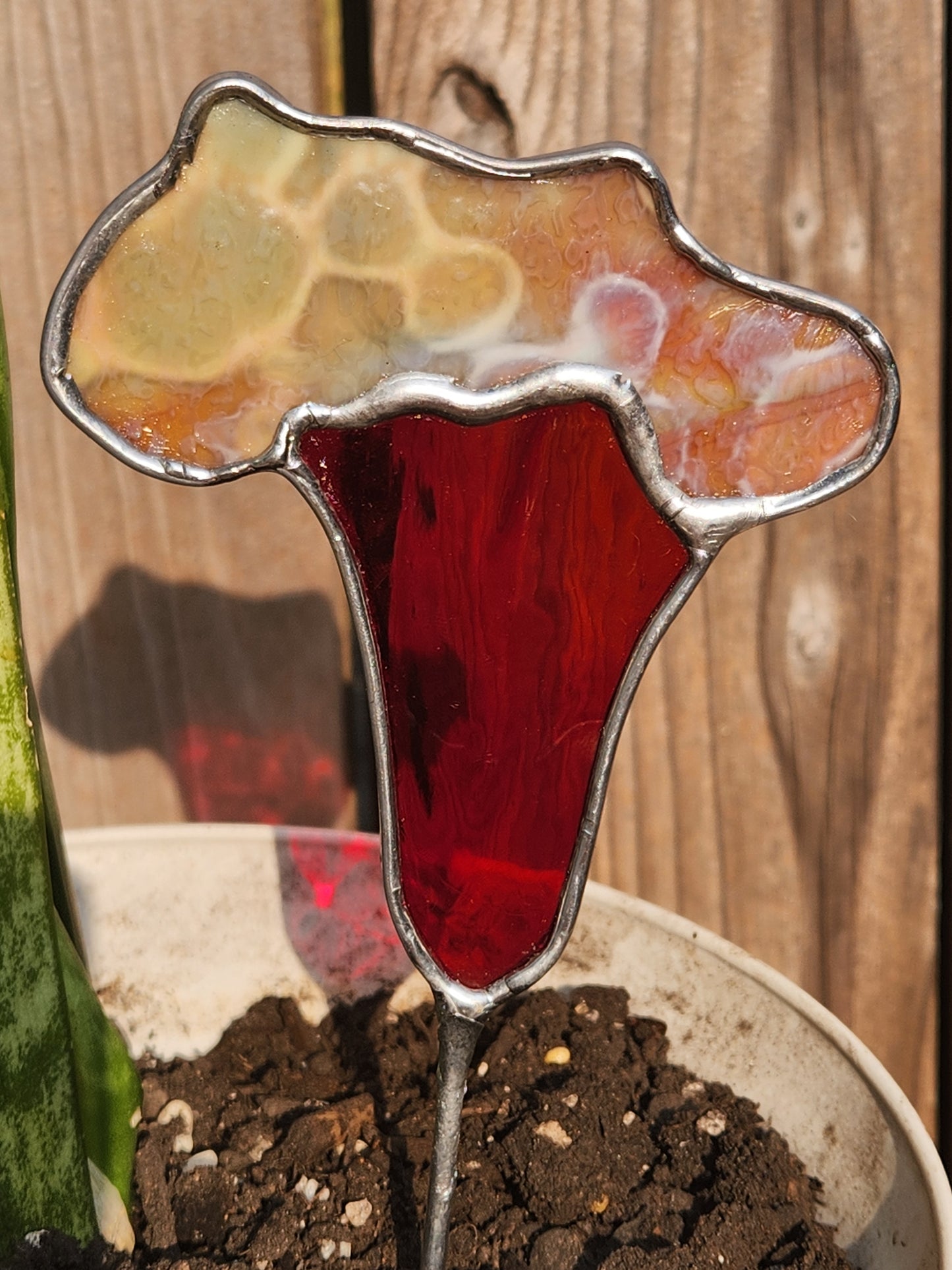 Red Streaky and Rust Mottled Chanterelle Plant Stake