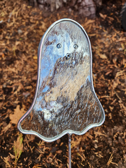 Ghost Stained Glass Plant Stake- Clear Crinkle Texture