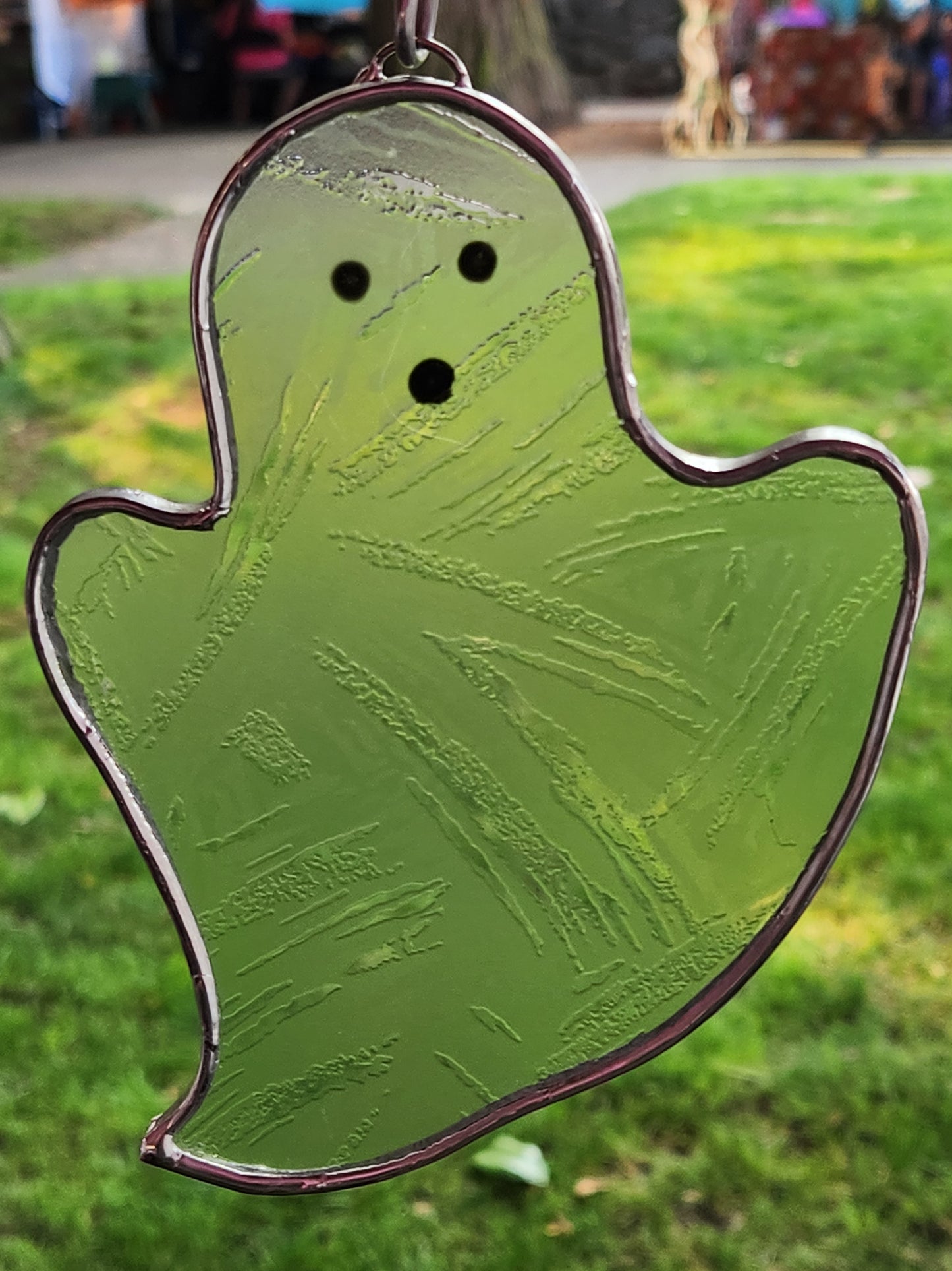 Ghost Hanging Stained Glass- 80's Swosh Scream Style