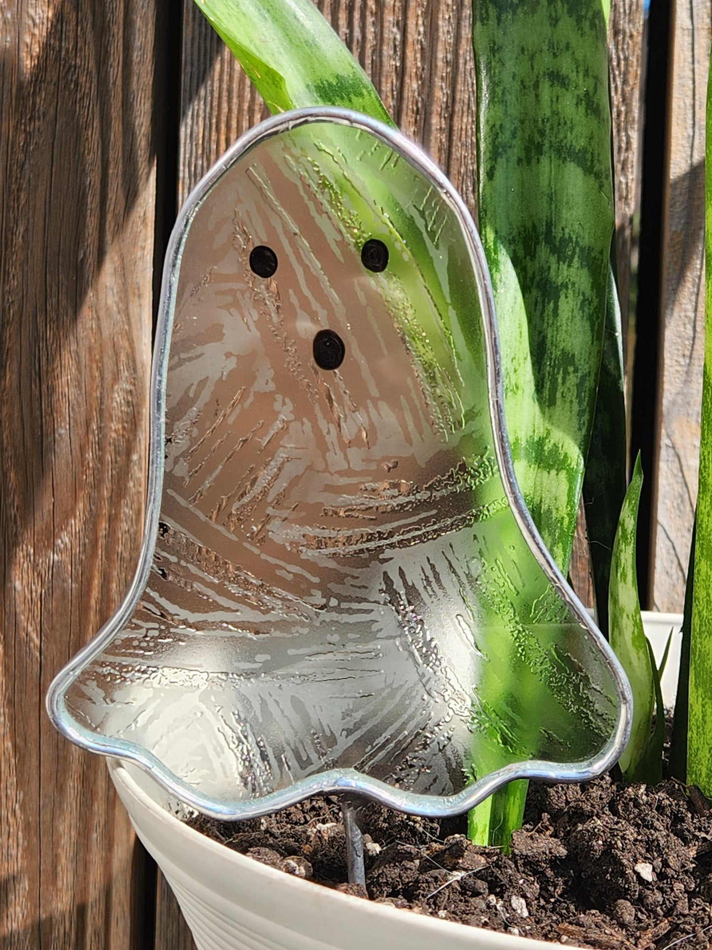 Ghost Stained Glass Plant Stake- 80's Swish Glass