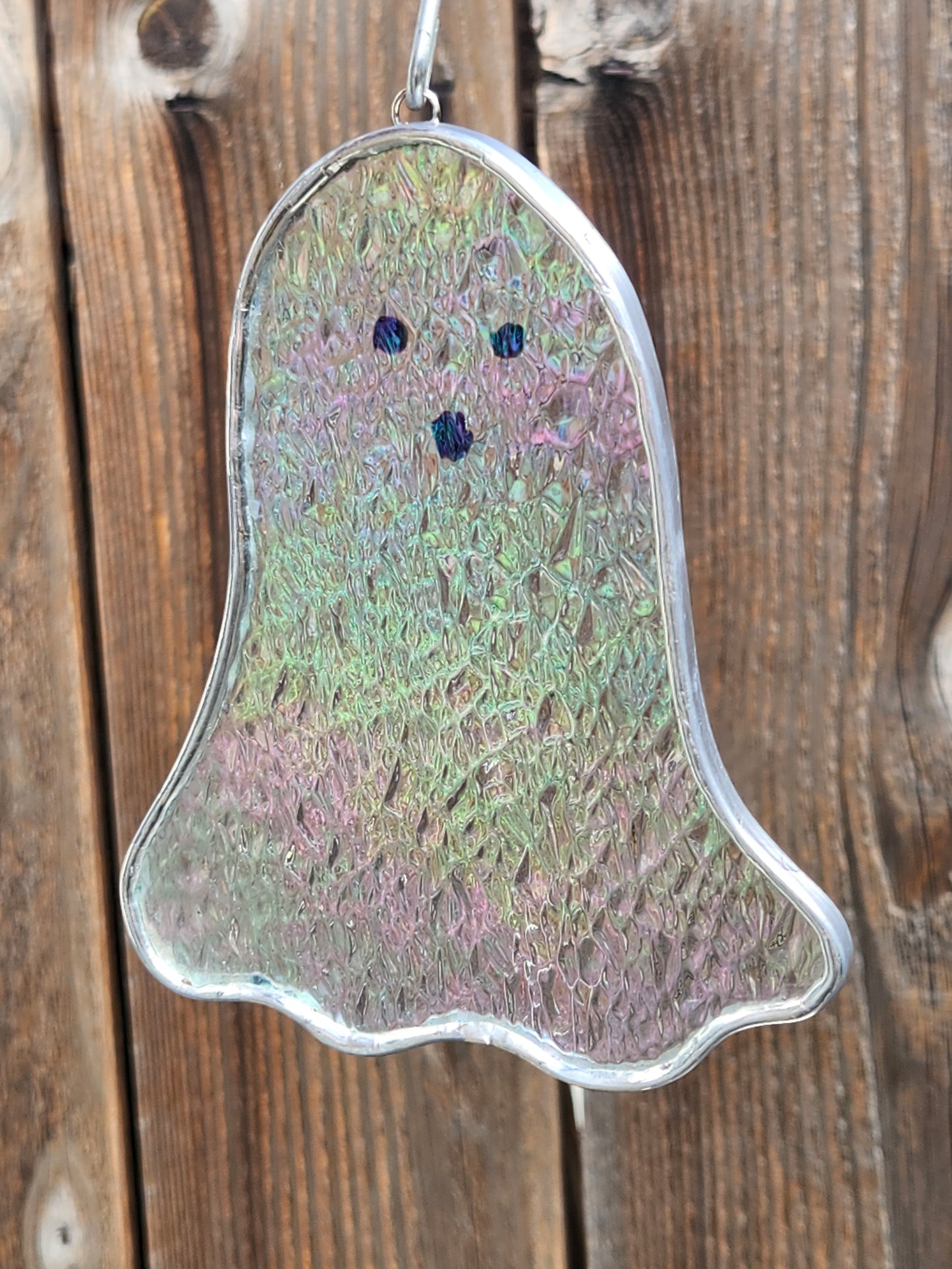 Ghost Hanging Stained Glass- Iridescent