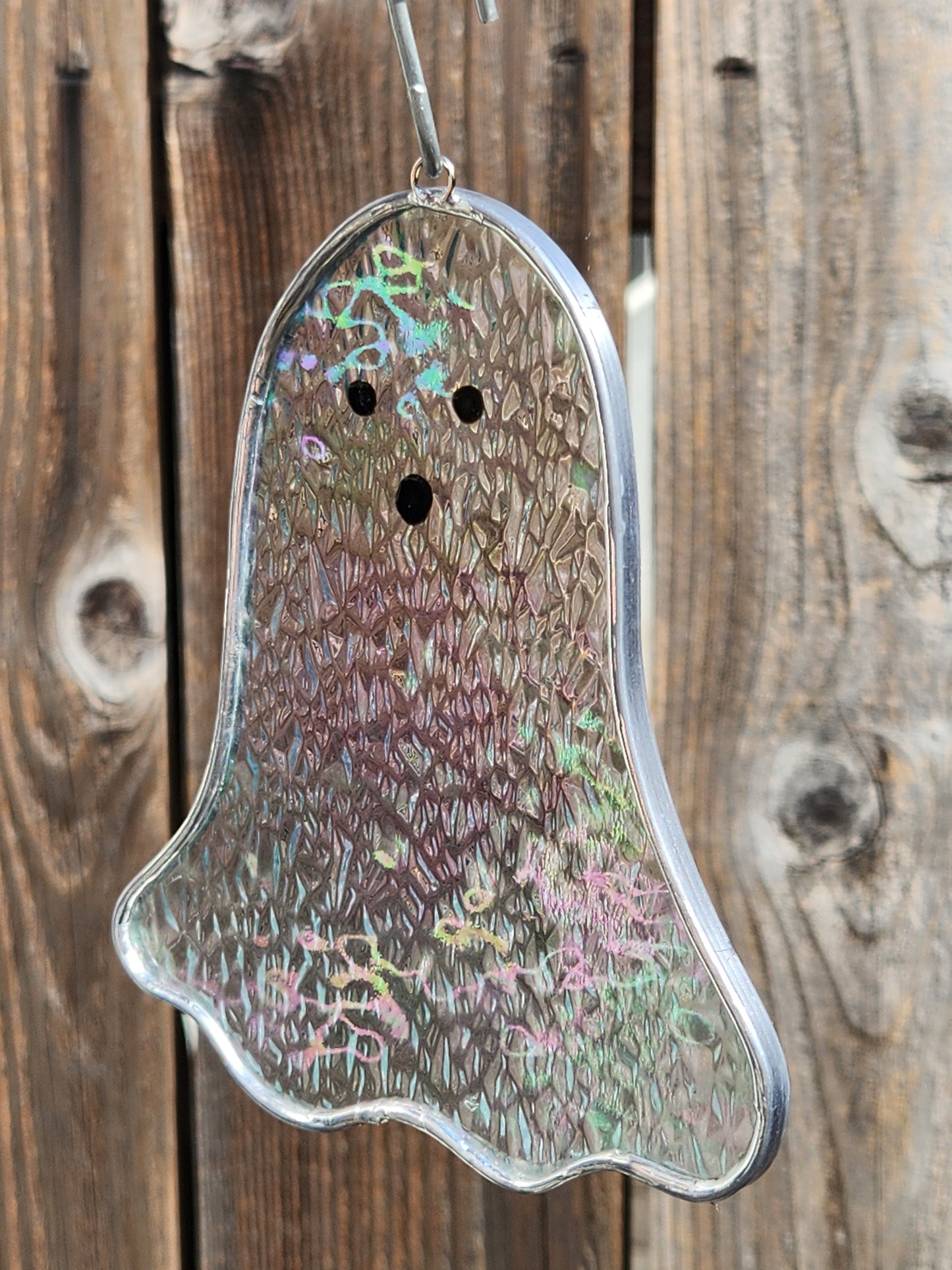 Ghost Hanging Stained Glass- Iridescent