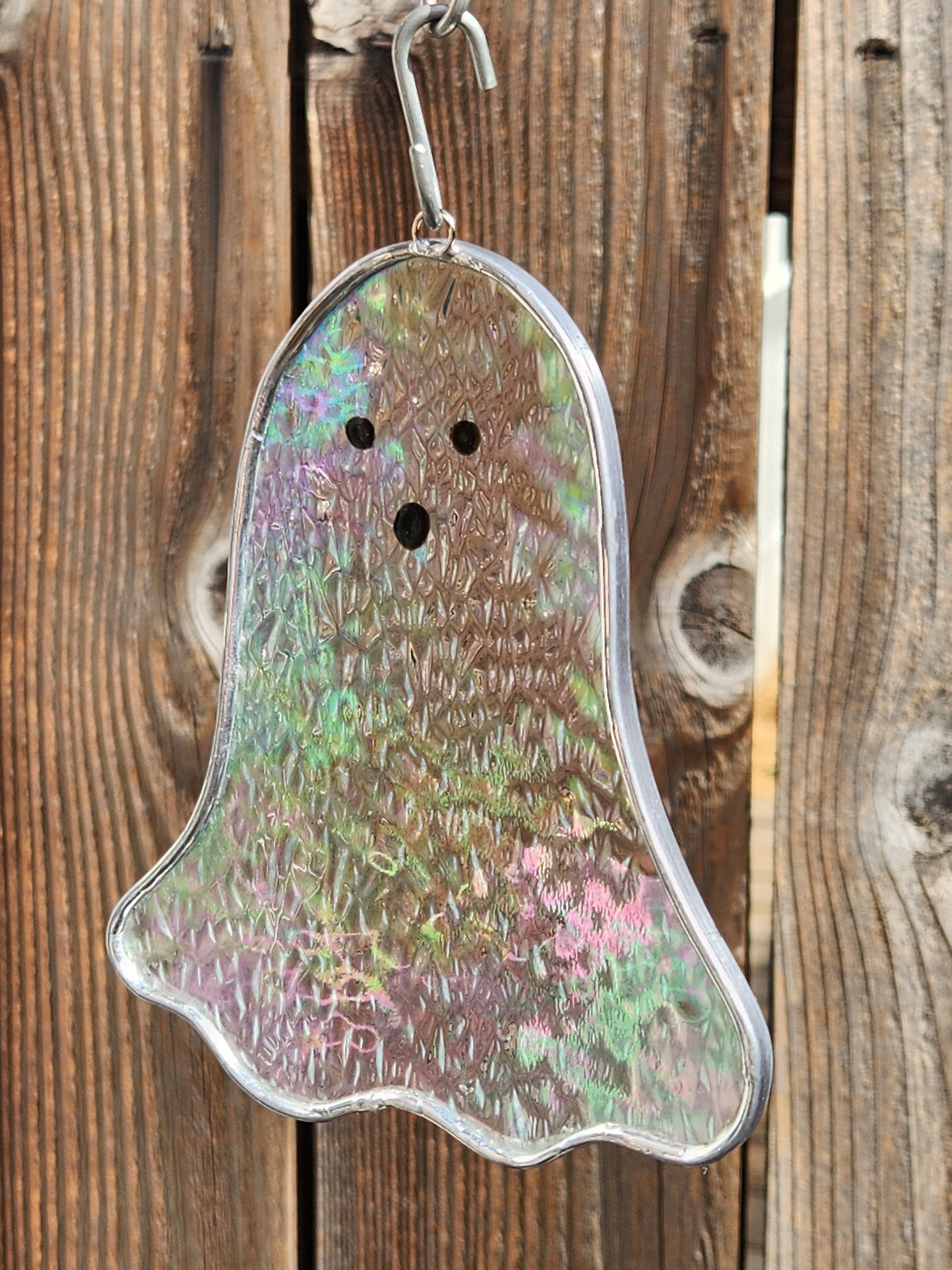 Ghost Hanging Stained Glass- Iridescent