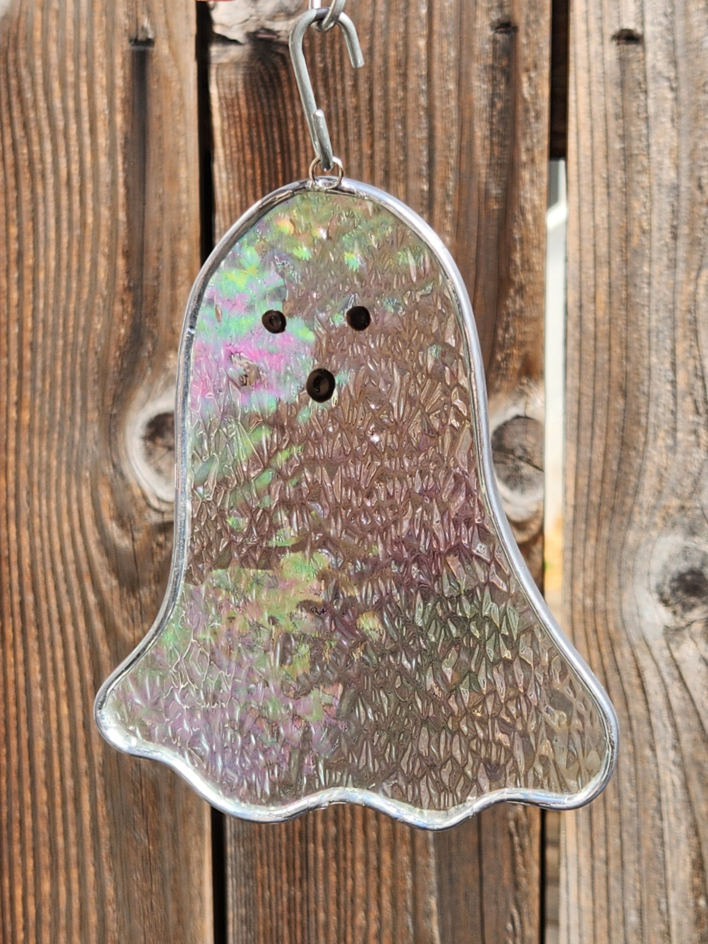 Ghost Hanging Stained Glass- Iridescent