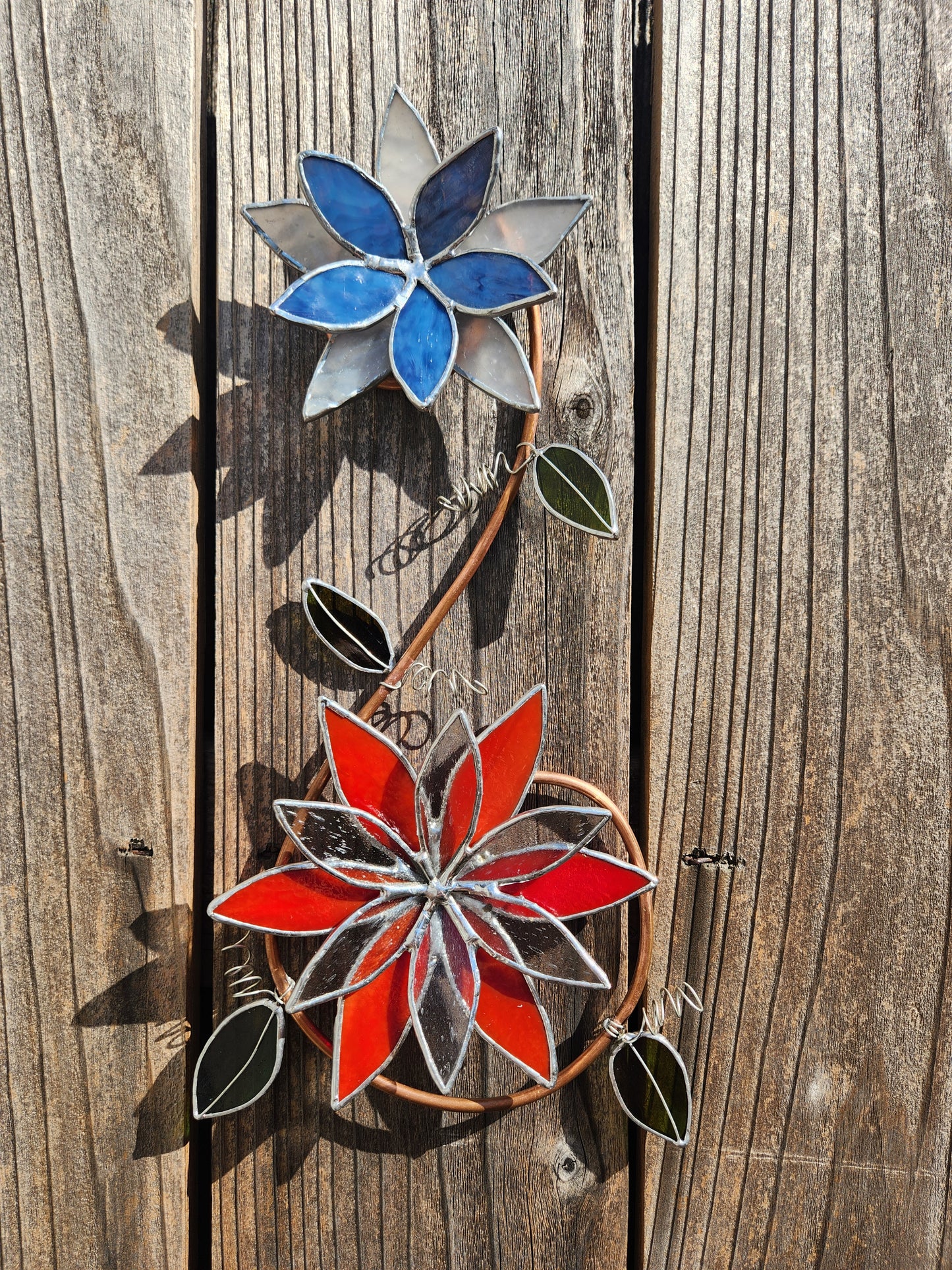 Red, White & Blue Floral Stained Glass Flourish