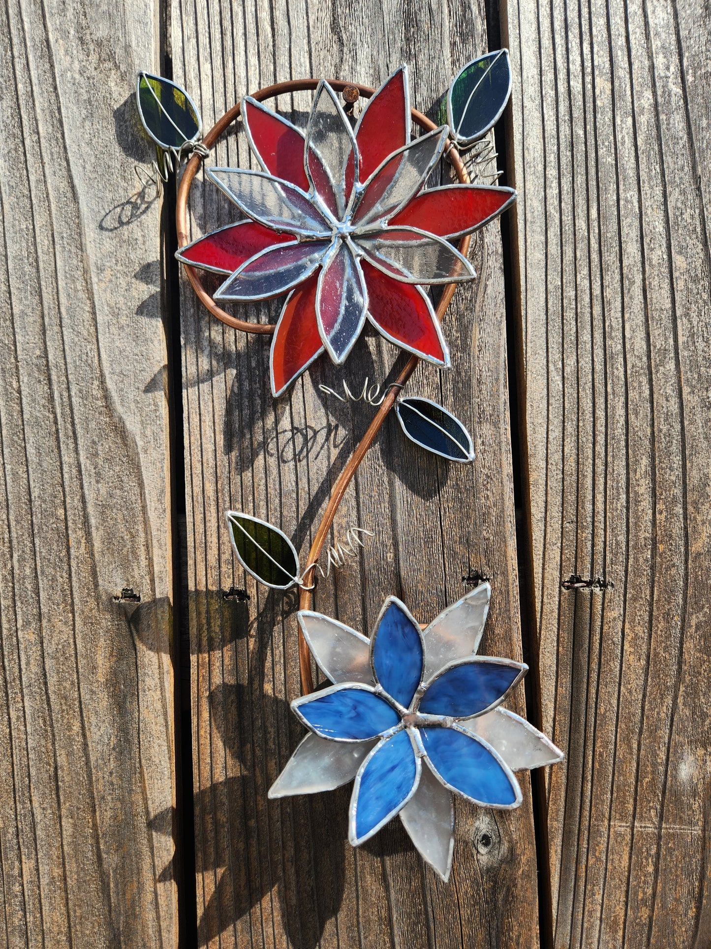 Red, White & Blue Floral Stained Glass Flourish