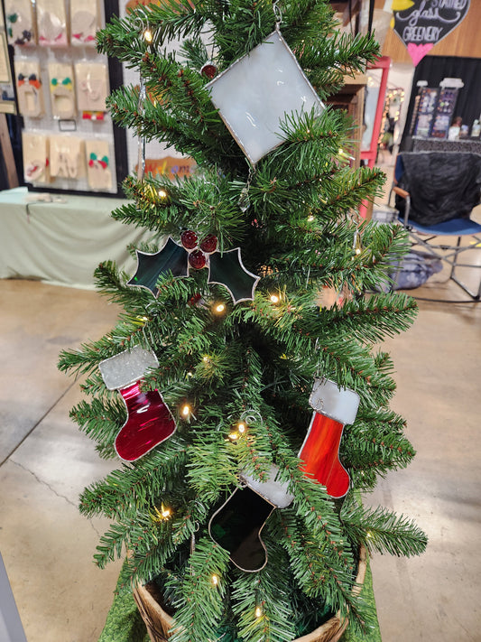 Stained Glass Christmas Stocking Ornament