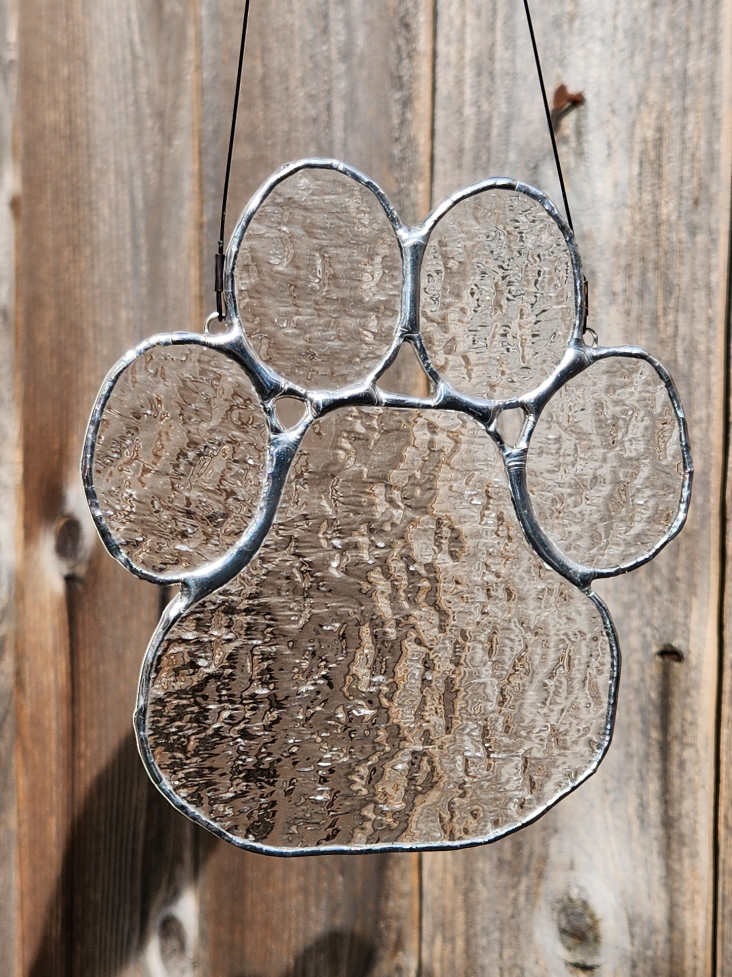 Clear Texture Stained Glass Paw Print