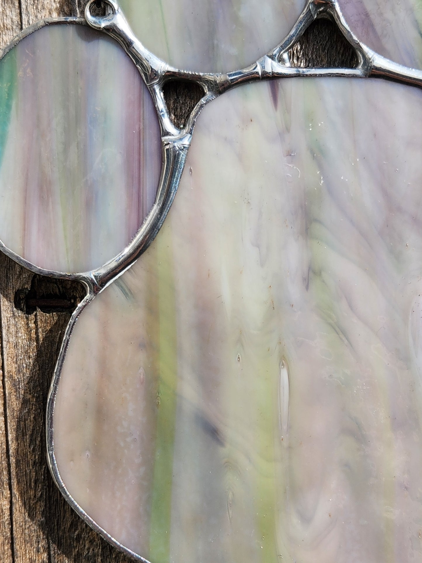 Purple and Green Whispy Stained Glass Paw Print