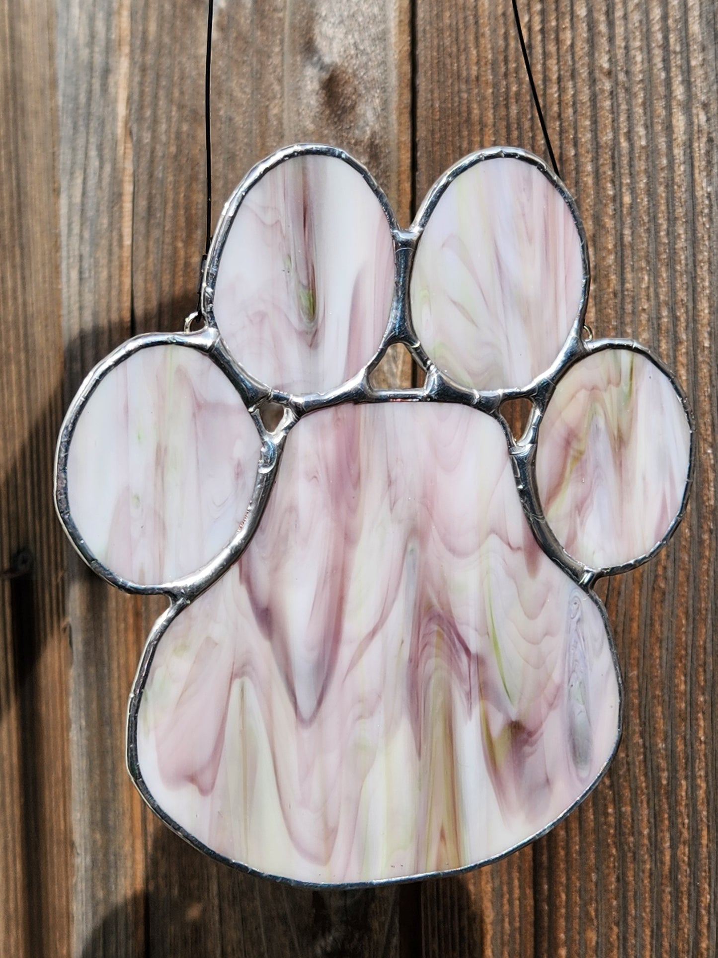 Purple and Green Whispy Stained Glass Paw Print