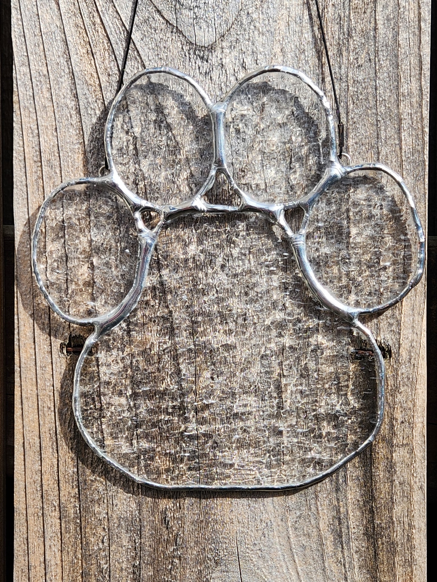 Clear Texture Stained Glass Paw Print