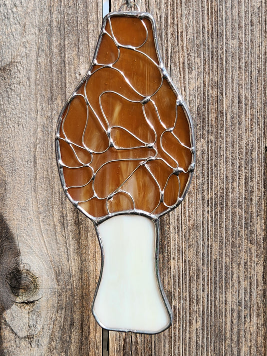 Stained Glass Morrel Mushroom with loop