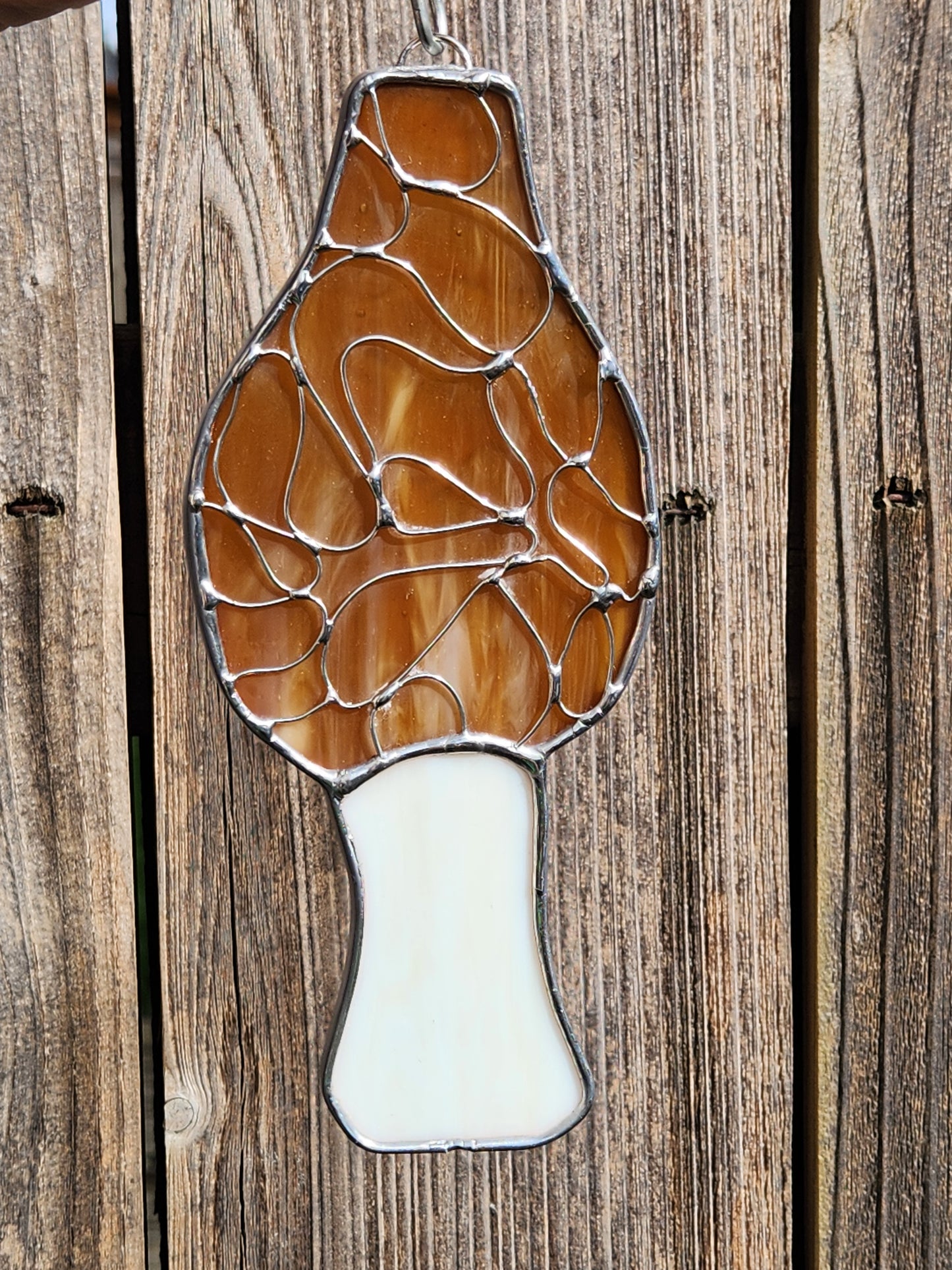 Stained Glass Morrel Mushroom with loop