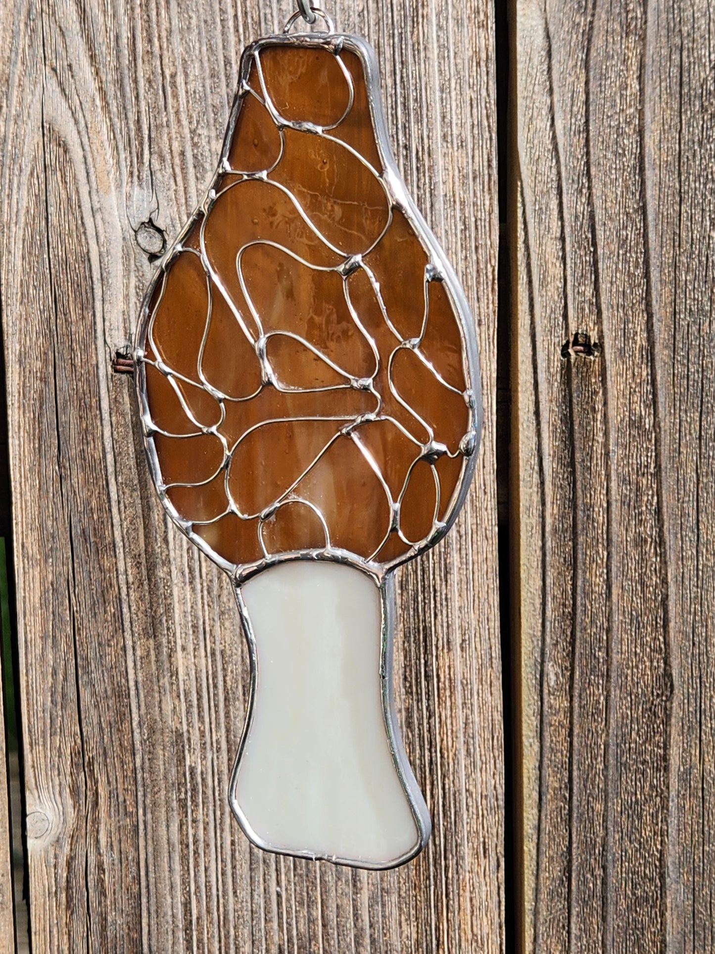 Stained Glass Morrel Mushroom with loop