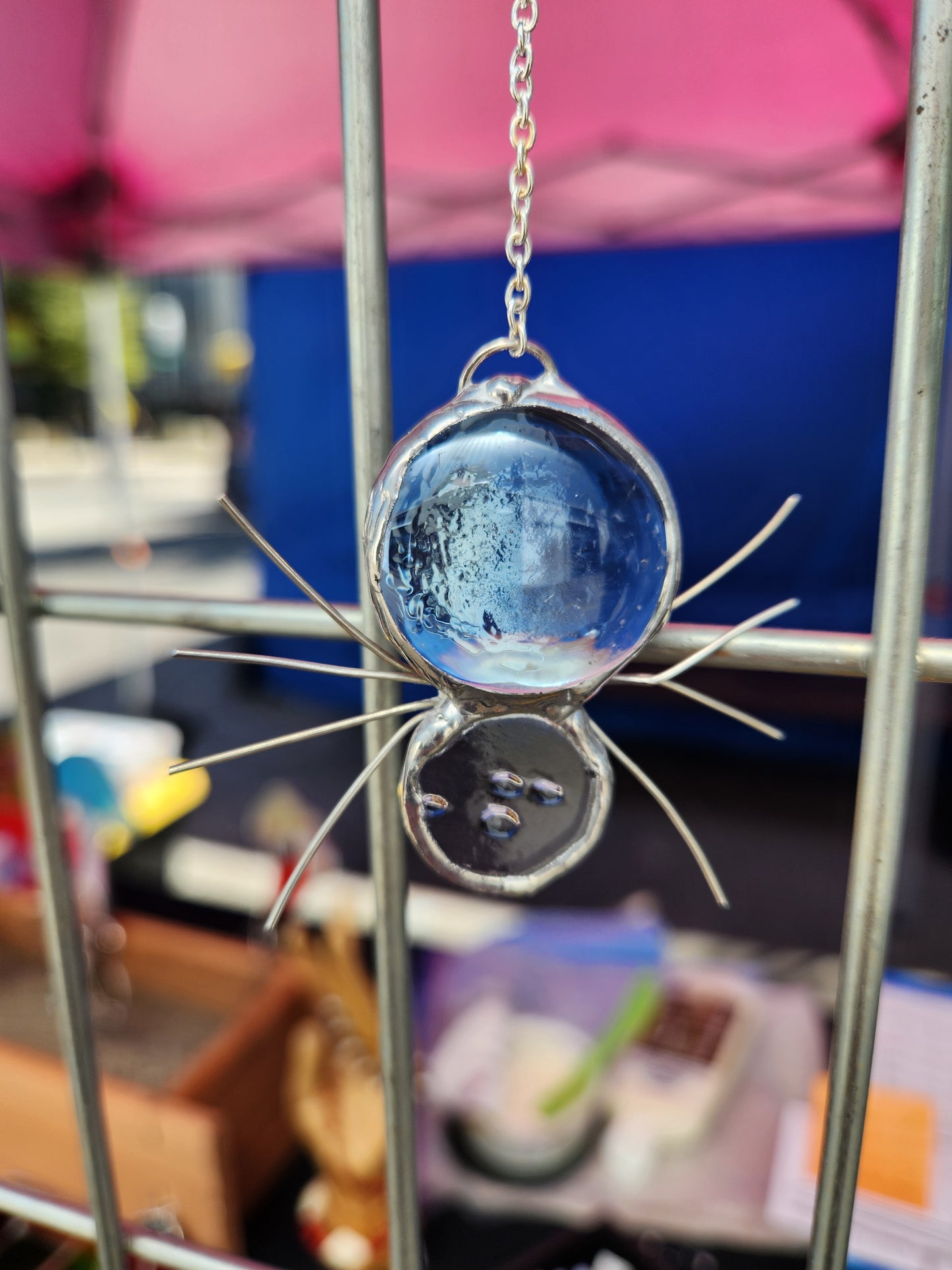 Clear Textured Stained Glass Spider Web