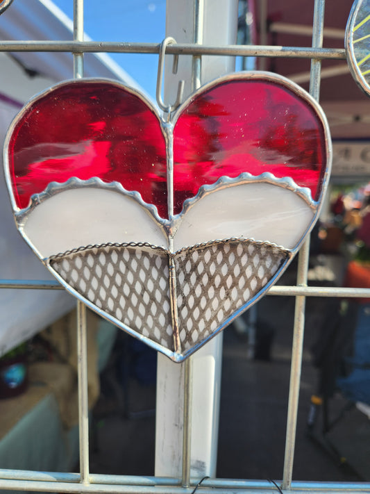 Red Mirror Stained Glass Heart Shaped Booty