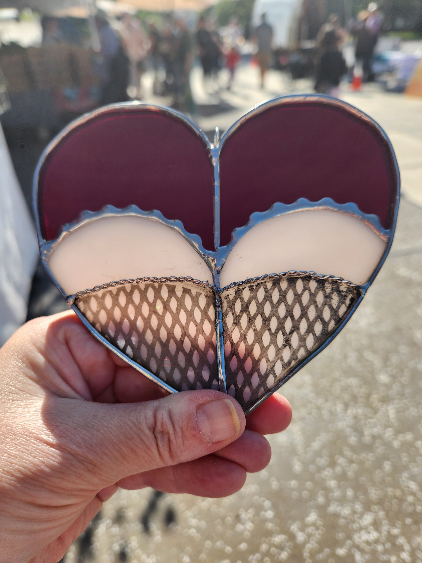 Red Mirror Stained Glass Heart Shaped Booty