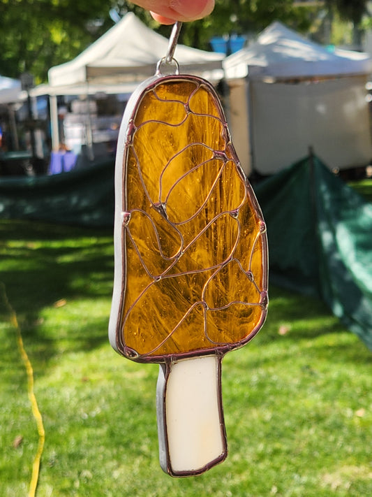 Hanging Stained Glass Morrel Mushroom