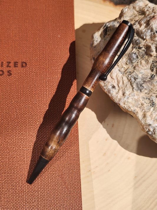 Burnt Maple Wood Slim Line Twist Pen