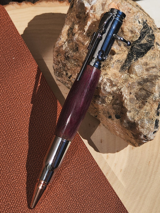 .30 Cal Bolt Action & Purple Heart Wood Pen