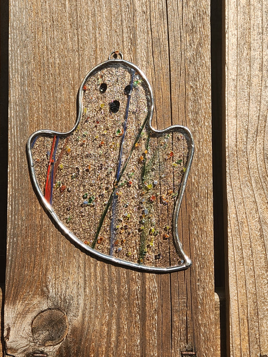 Rainbow Confetti Hanging Haunting Ghost Stained Glass