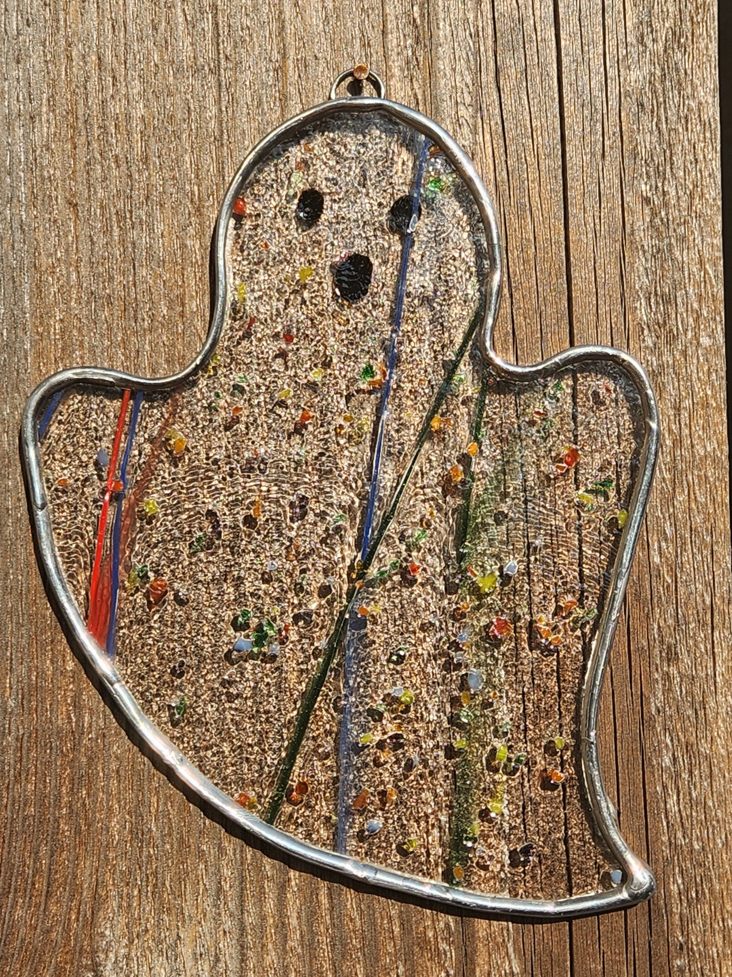Rainbow Confetti Hanging Haunting Ghost Stained Glass