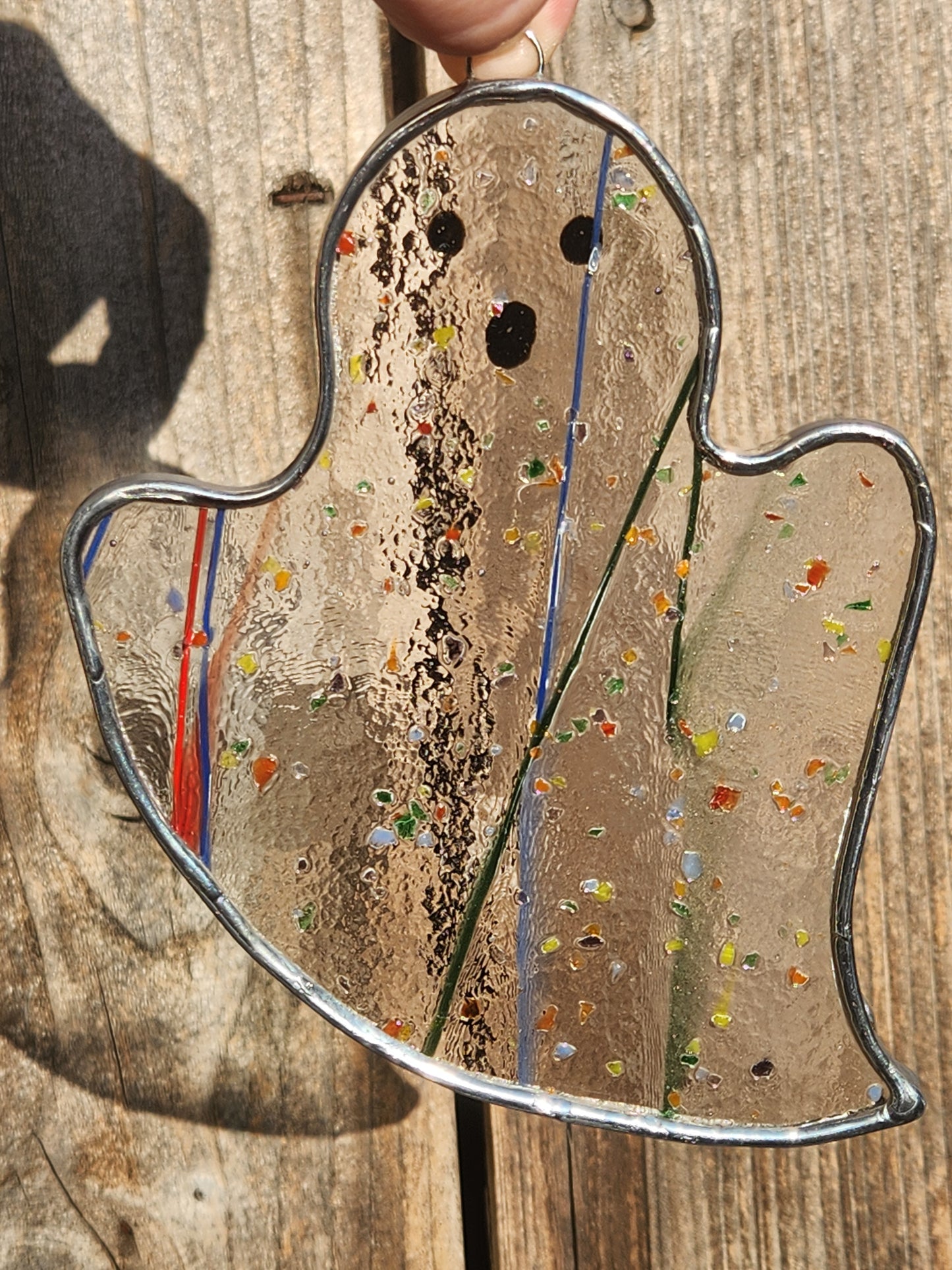 Rainbow Confetti Hanging Haunting Ghost Stained Glass