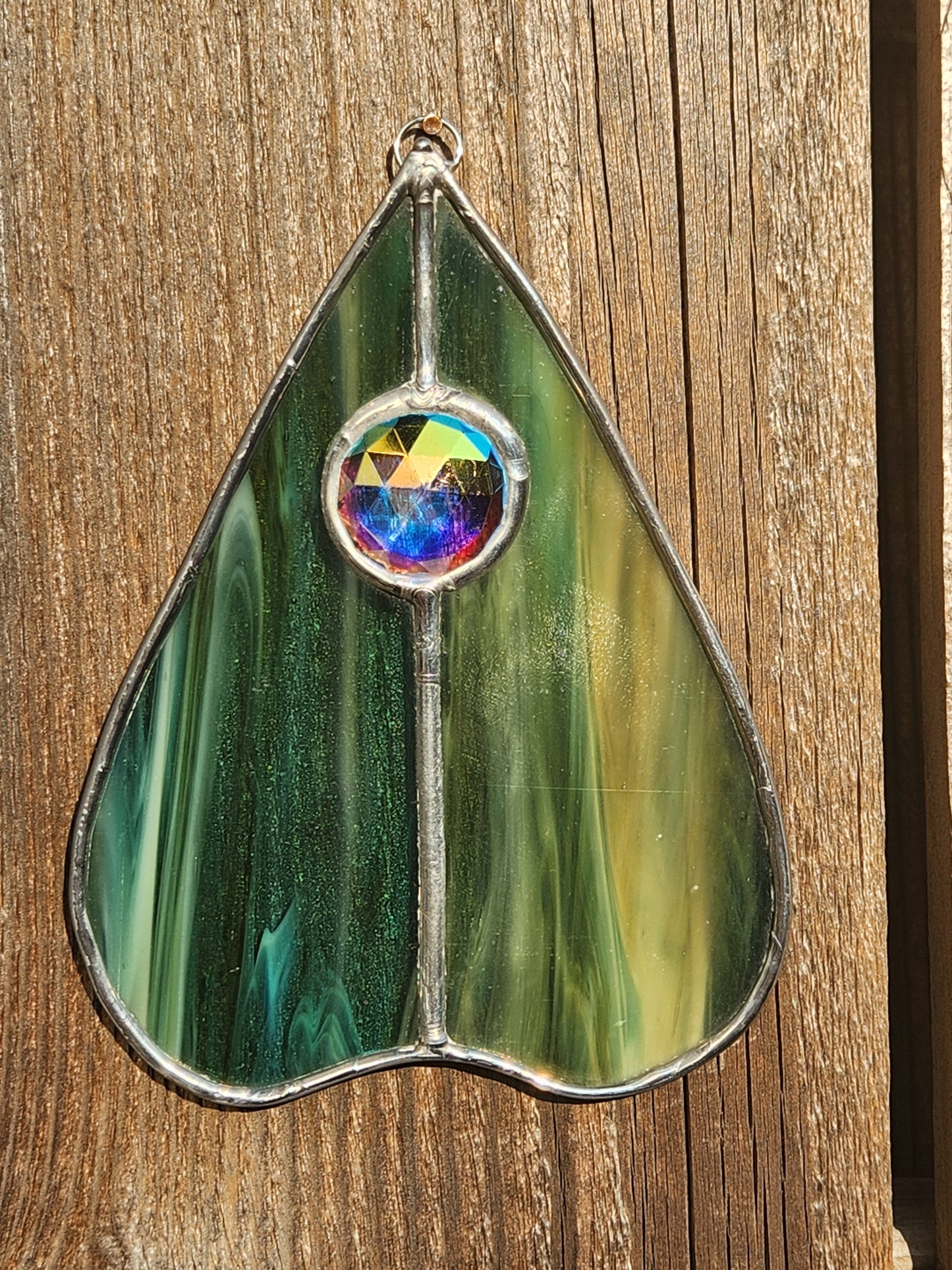 Seafoam & Iridescent Jewel Stained Glass Planchette