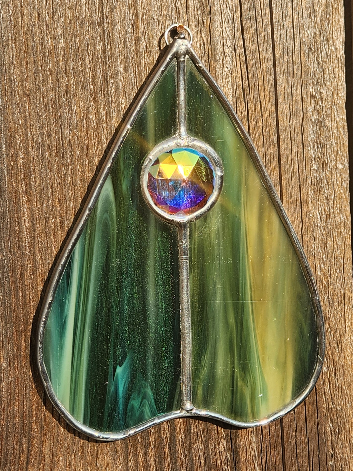 Seafoam & Iridescent Jewel Stained Glass Planchette