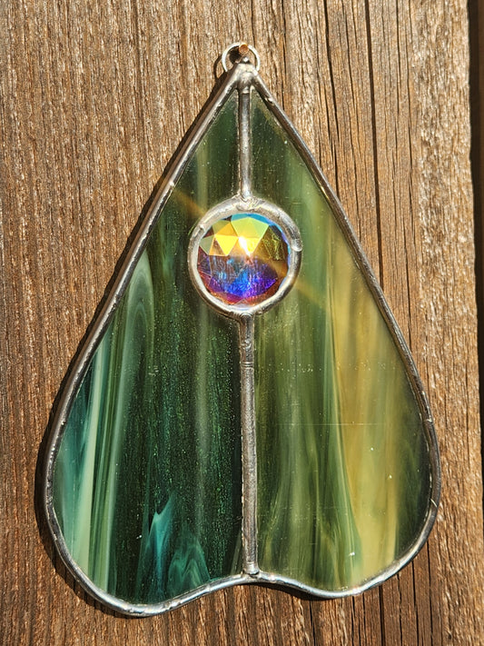 Seafoam & Iridescent Jewel Stained Glass Planchette