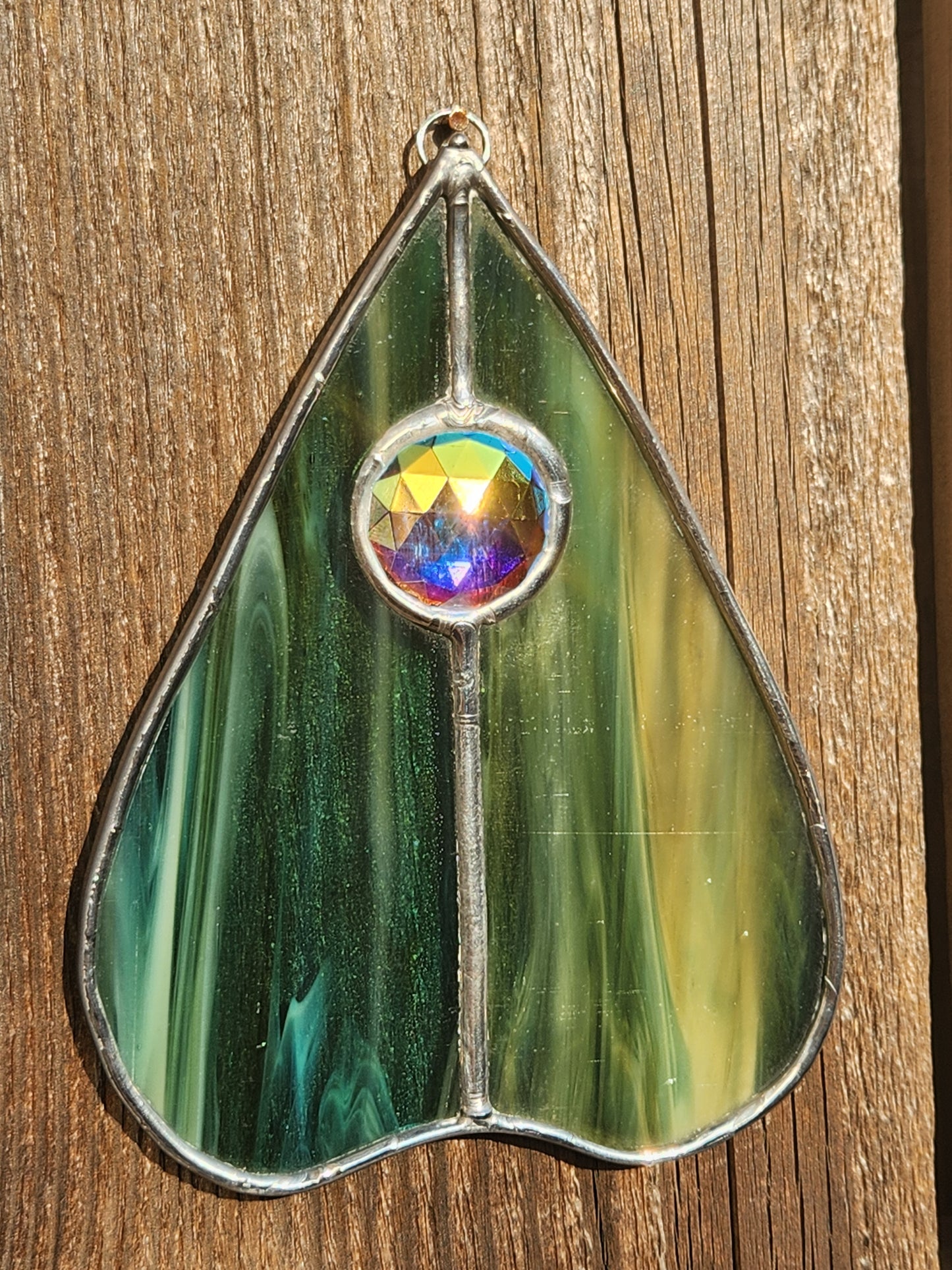 Seafoam & Iridescent Jewel Stained Glass Planchette