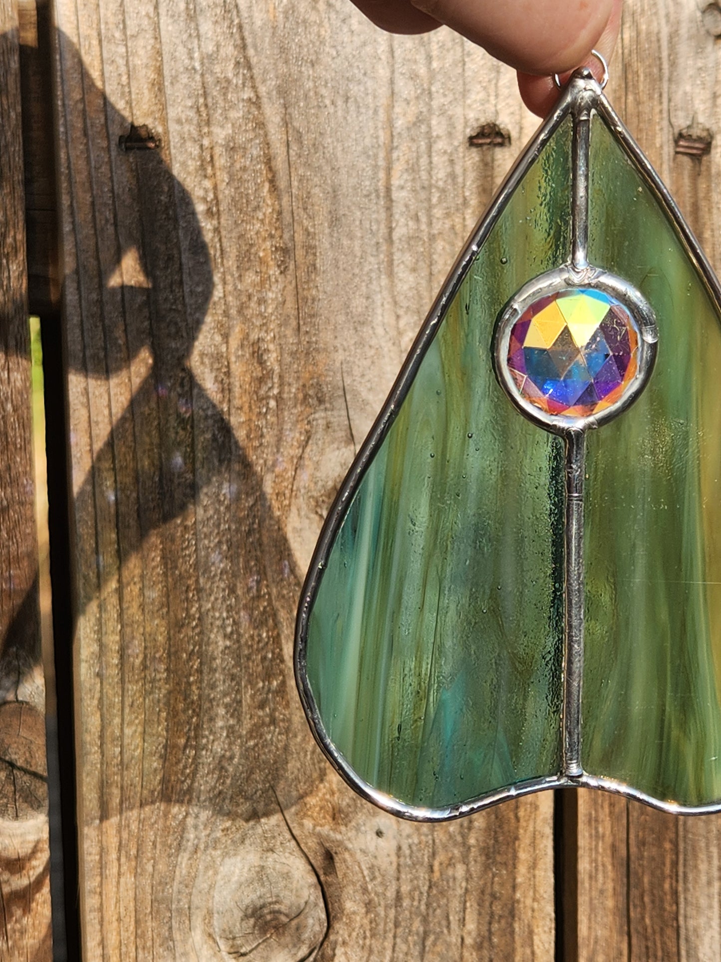 Seafoam & Iridescent Jewel Stained Glass Planchette