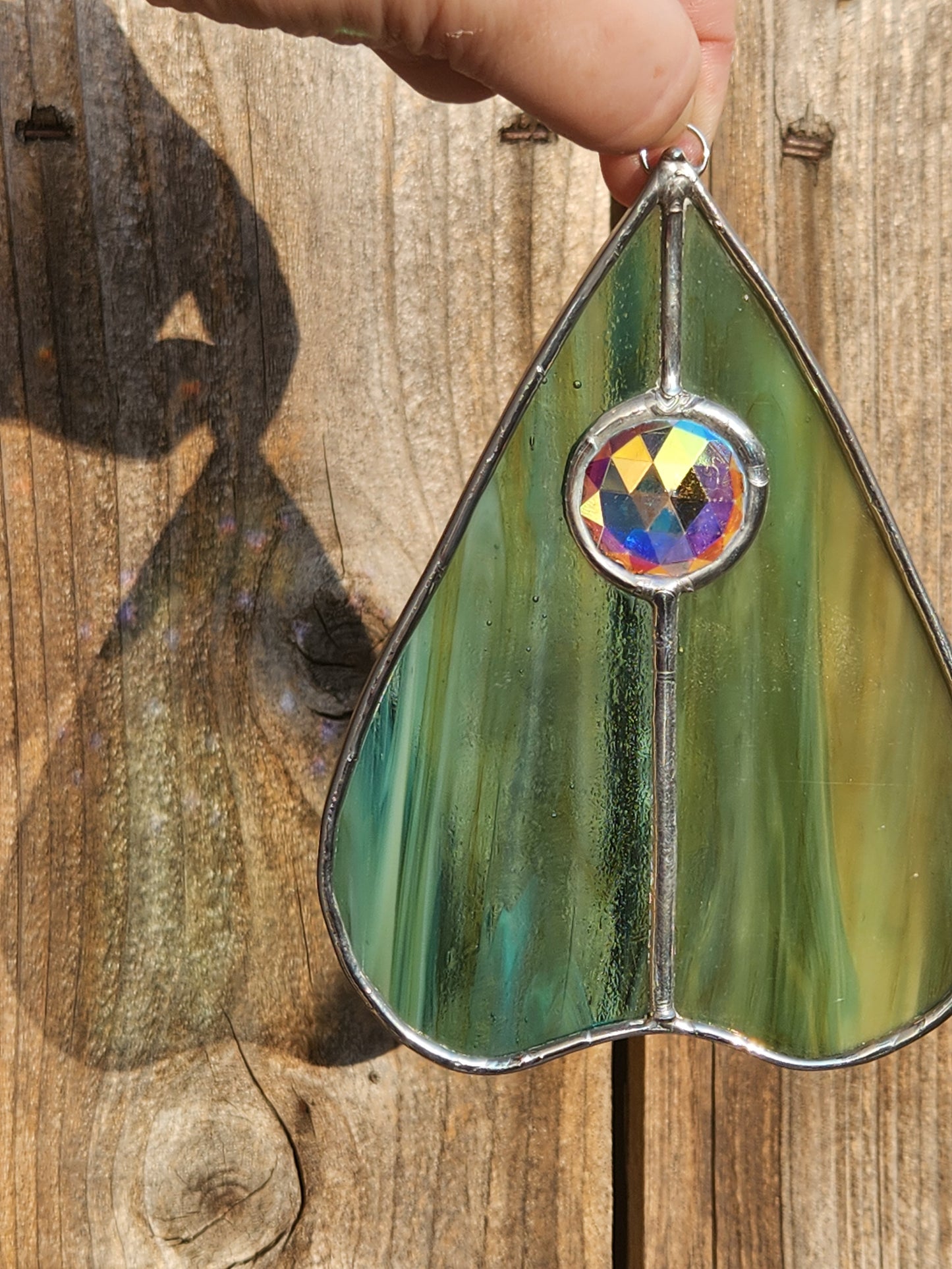 Seafoam & Iridescent Jewel Stained Glass Planchette