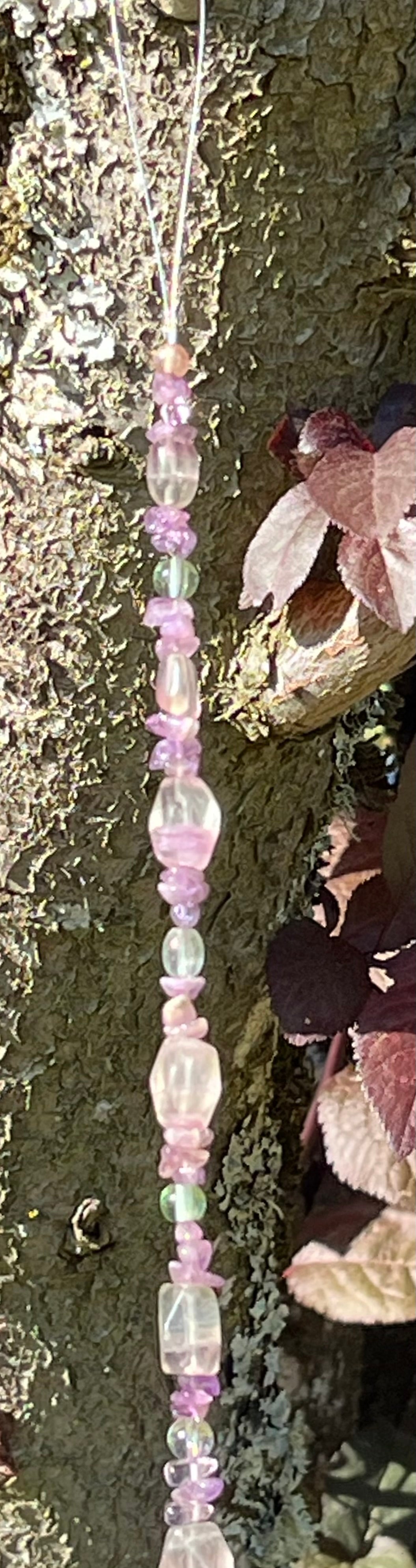 Rainbow Fluorite with Mint Green Accents Suncatcher
