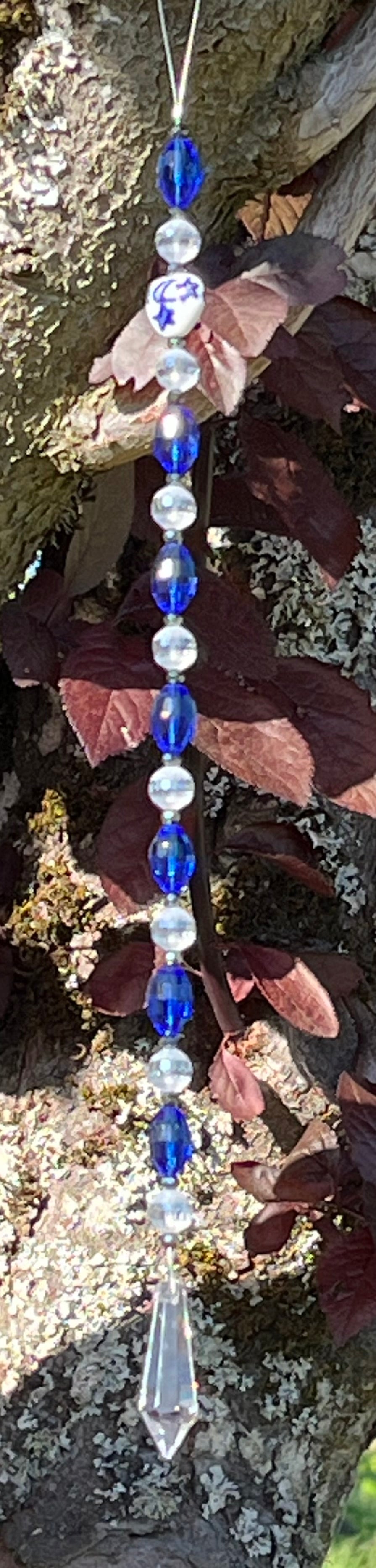 Blue, Dark Gray and Disco Ball Suncatcher