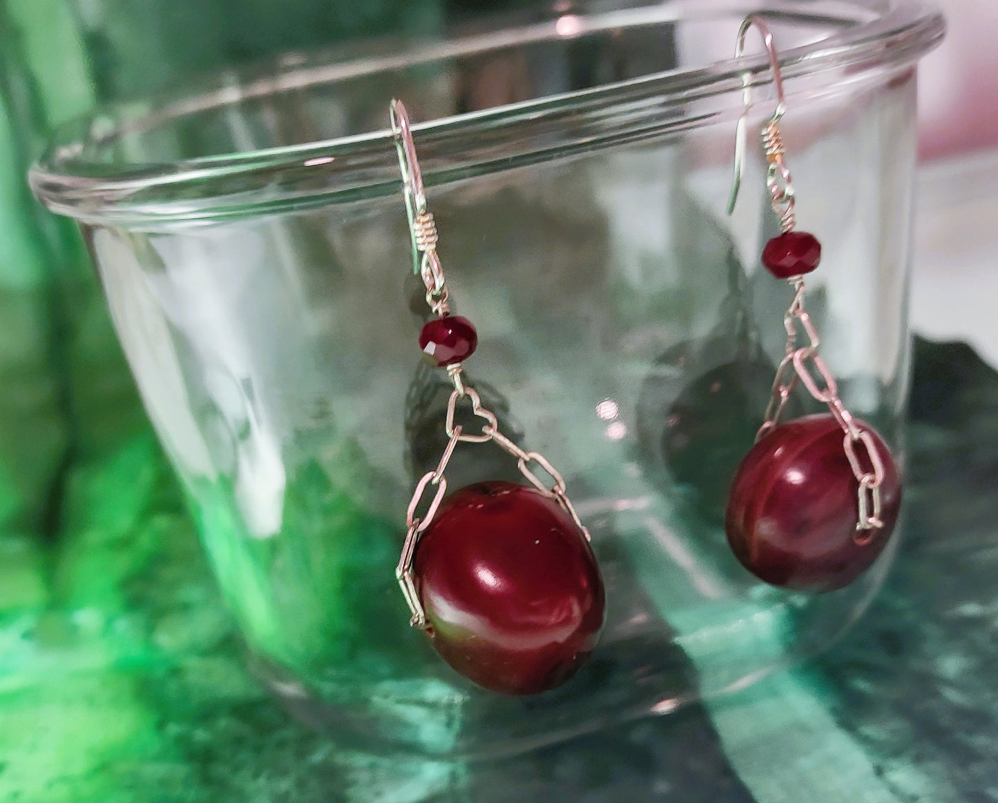 Cranberry Chain Earrings