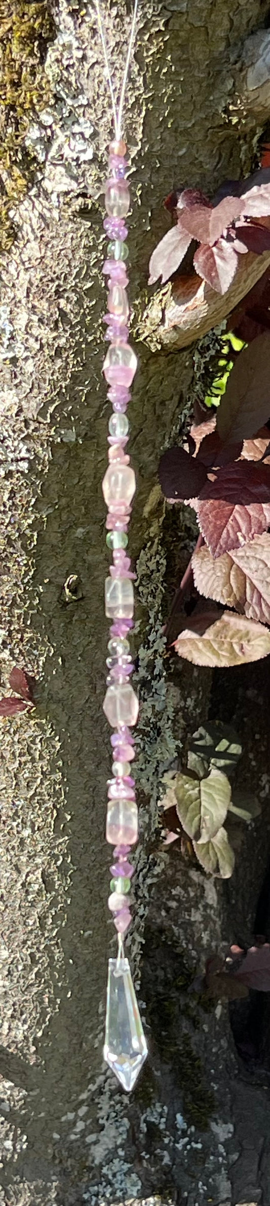 Rainbow Fluorite with Mint Green Accents Suncatcher