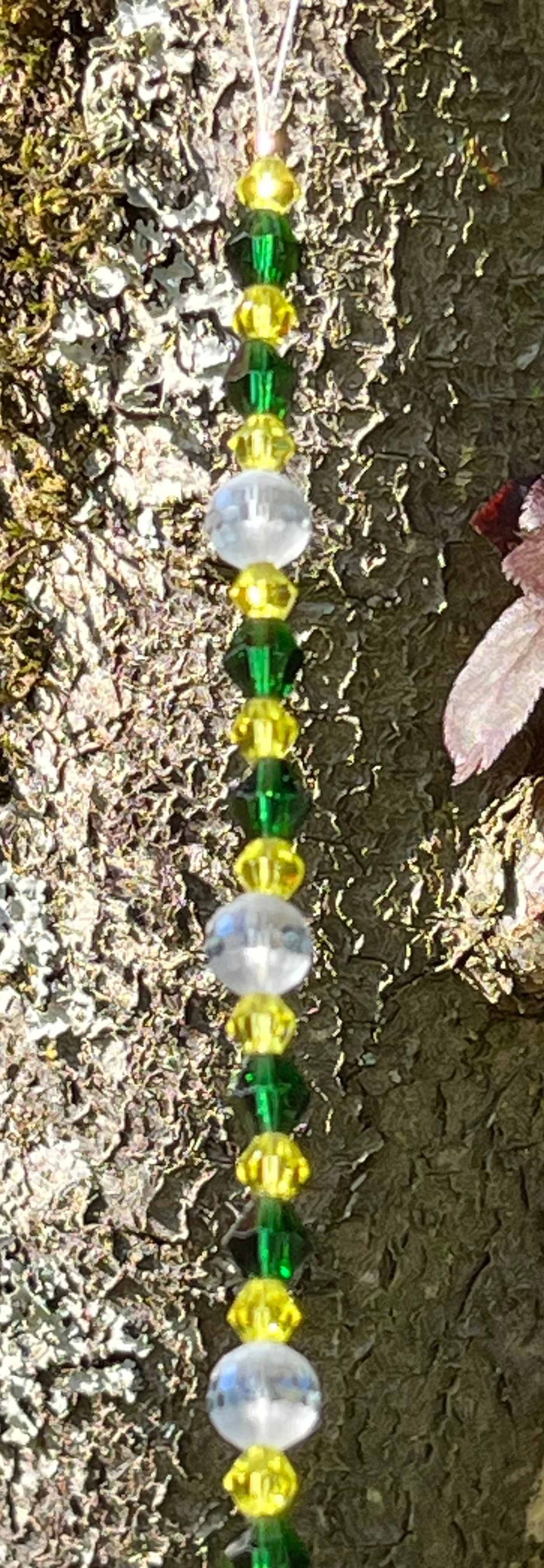 Green & Yellow Glass Beads and Cute Yellow Duck Suncatcher