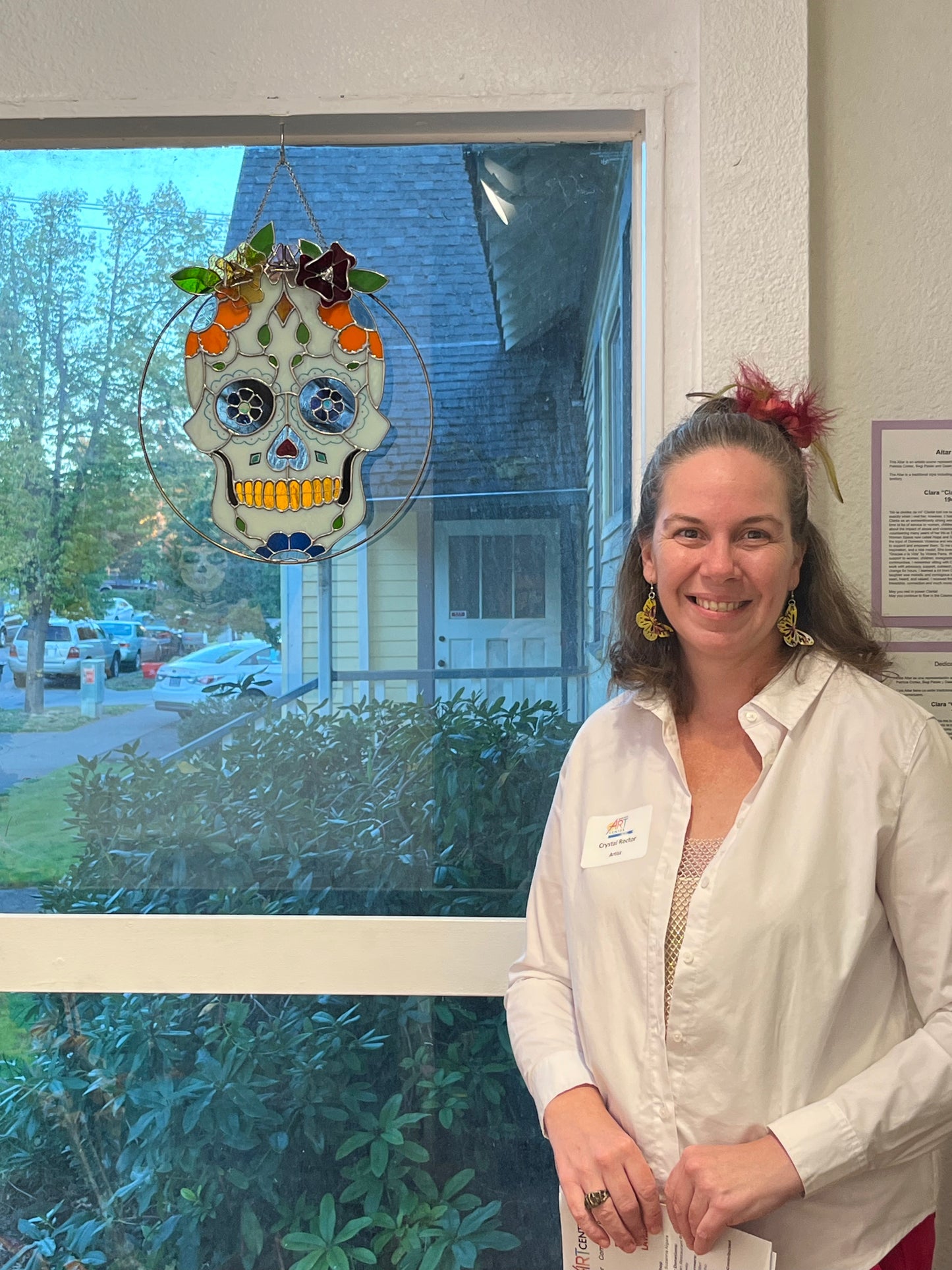 "Abuela" Día de los Muertos Sugar Skull Stained Glass Panel