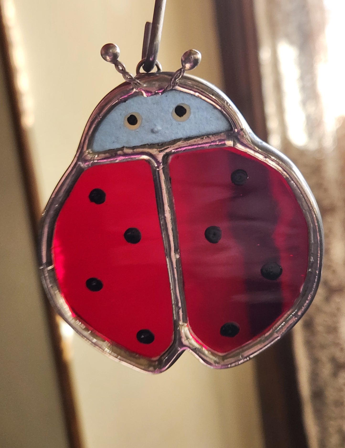 Small Hanging Red Waterglass Stained Glass Ladybug