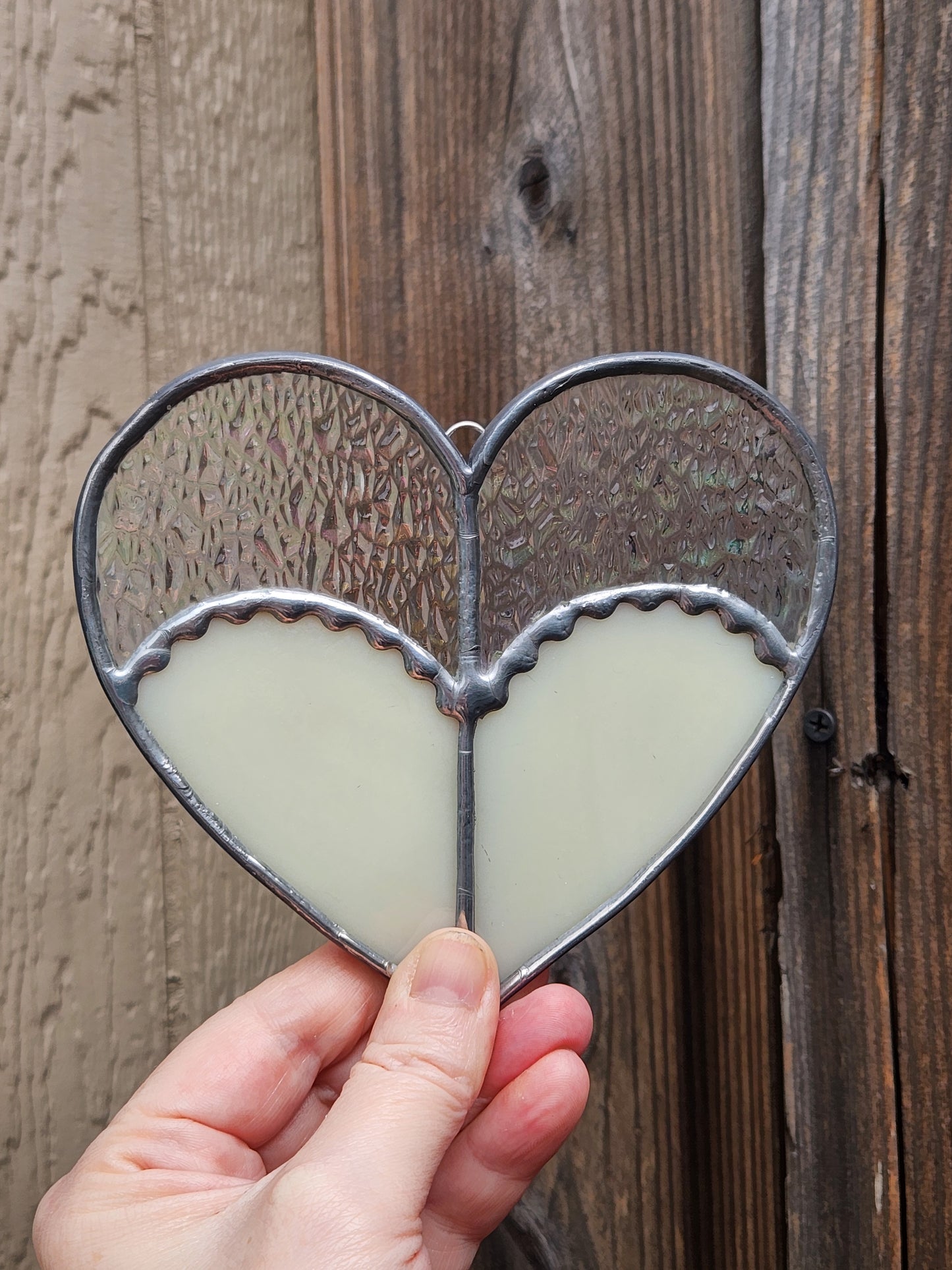 Rainbow Iridescent Stained Glass Heart Shaped Booty
