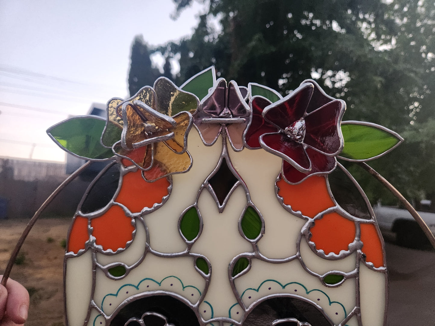 "Abuela" Día de los Muertos Sugar Skull Stained Glass Panel