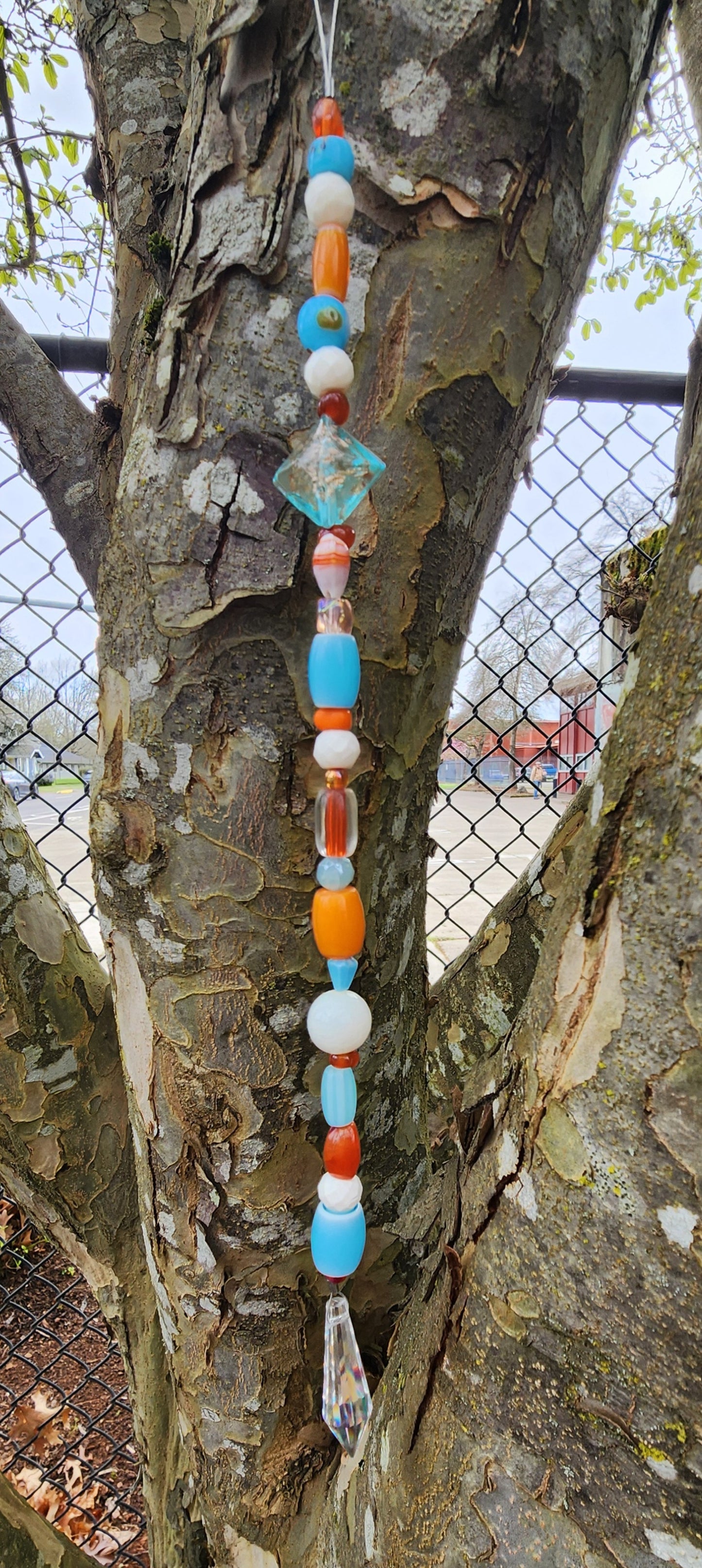 Light Blue, Orange & White Suncatcher